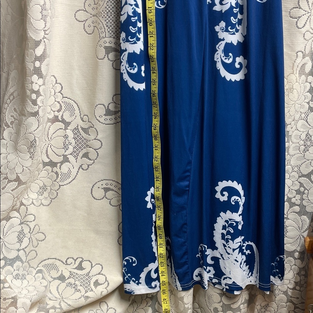 R & B Collection Elegant Blue and White Maxi Skirt - Picture 8 of 8